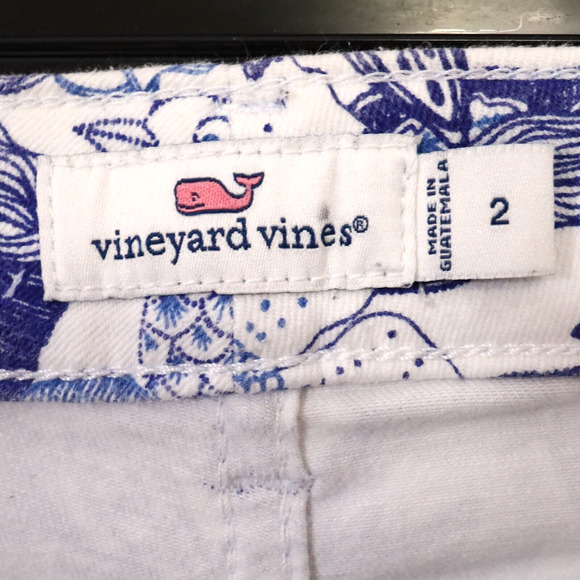 Vineyard Vines Jeans Womens 2 White Blue Floral Stretch Denim Crop Skinny Cordia - Picture 3 of 11